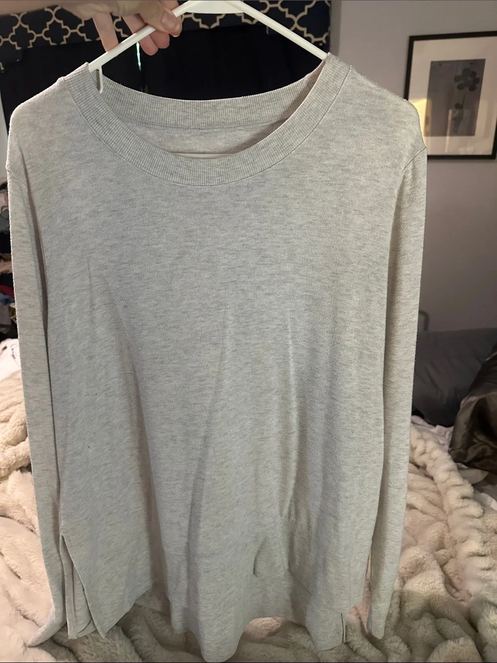 Light Gray Long Sleeve Crewneck Women's Top Great Condition Like New